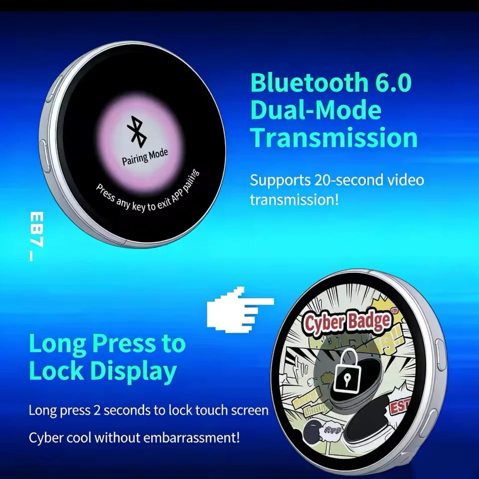 Anime E-Badge Display Pin Dynamic Electronic Smart Cyber Badge Merchandise Digital Display Dynamic Gift for Otaku Fans Friends