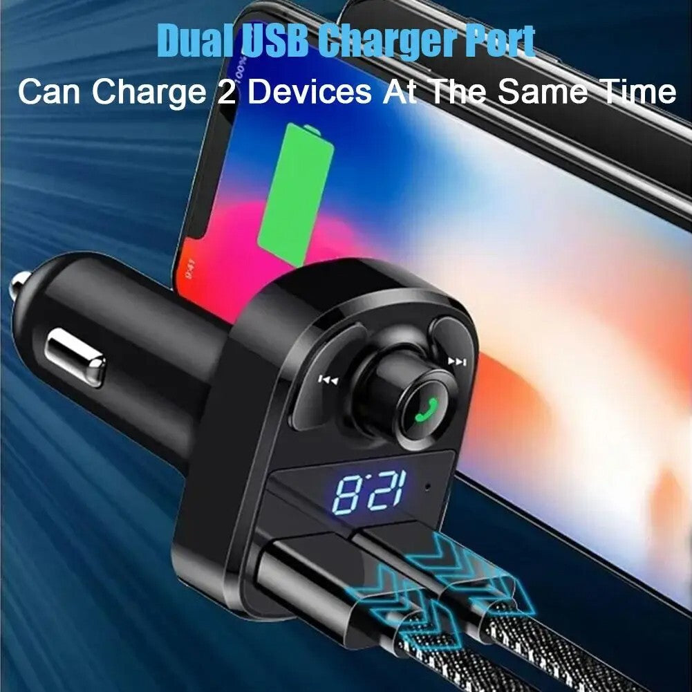Bluetooth Car FM Transmitter Wireless Radio MP3 Player Dual USB Charger UK