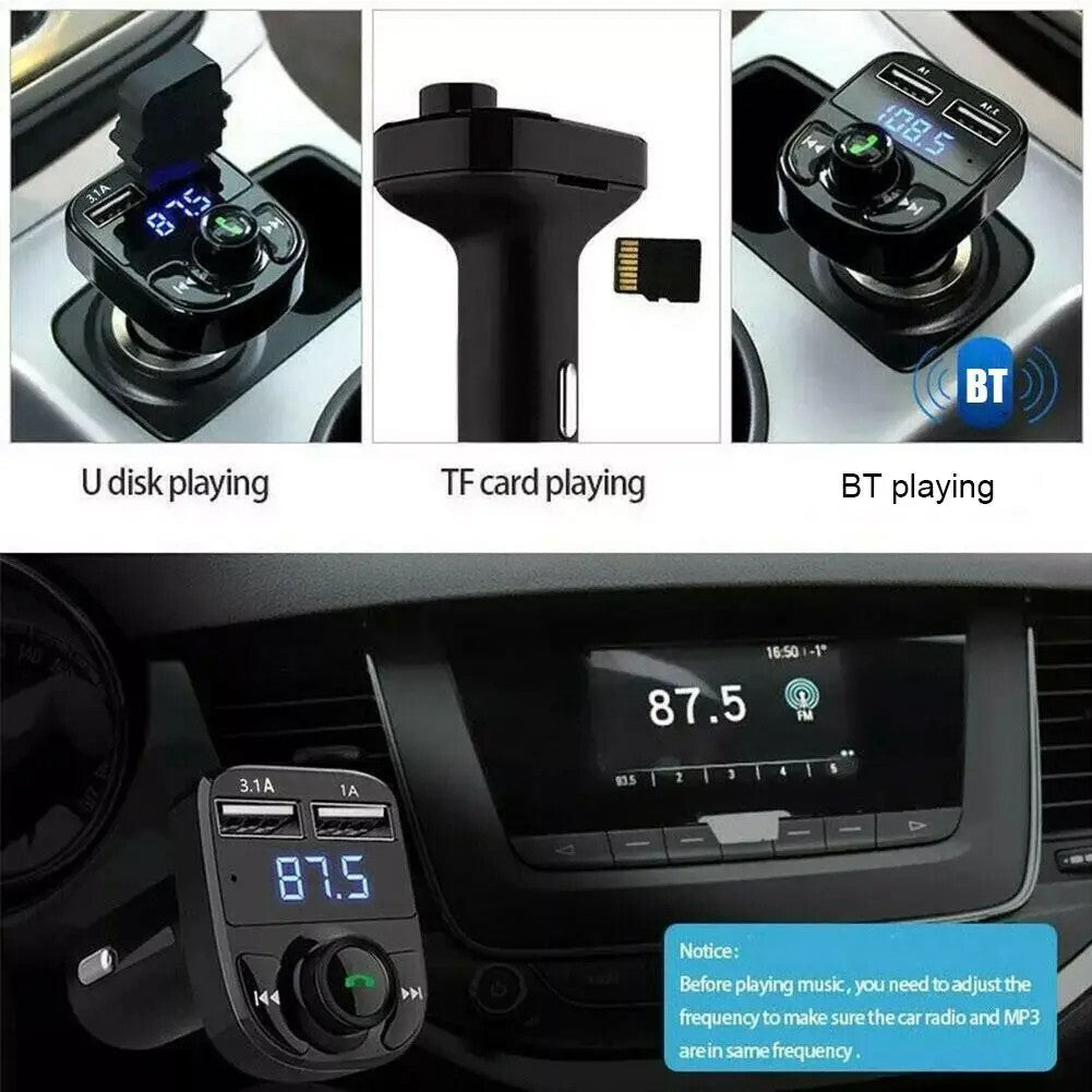 Bluetooth Car FM Transmitter Wireless Radio MP3 Player Dual USB Charger UK