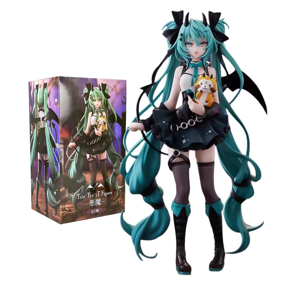 Anime Figurine 19Cm Little Devil Hatsune Miku Xiaoyuan Bear Cute Action Model Pvc Toy Collection Desktop Accessories Gift
