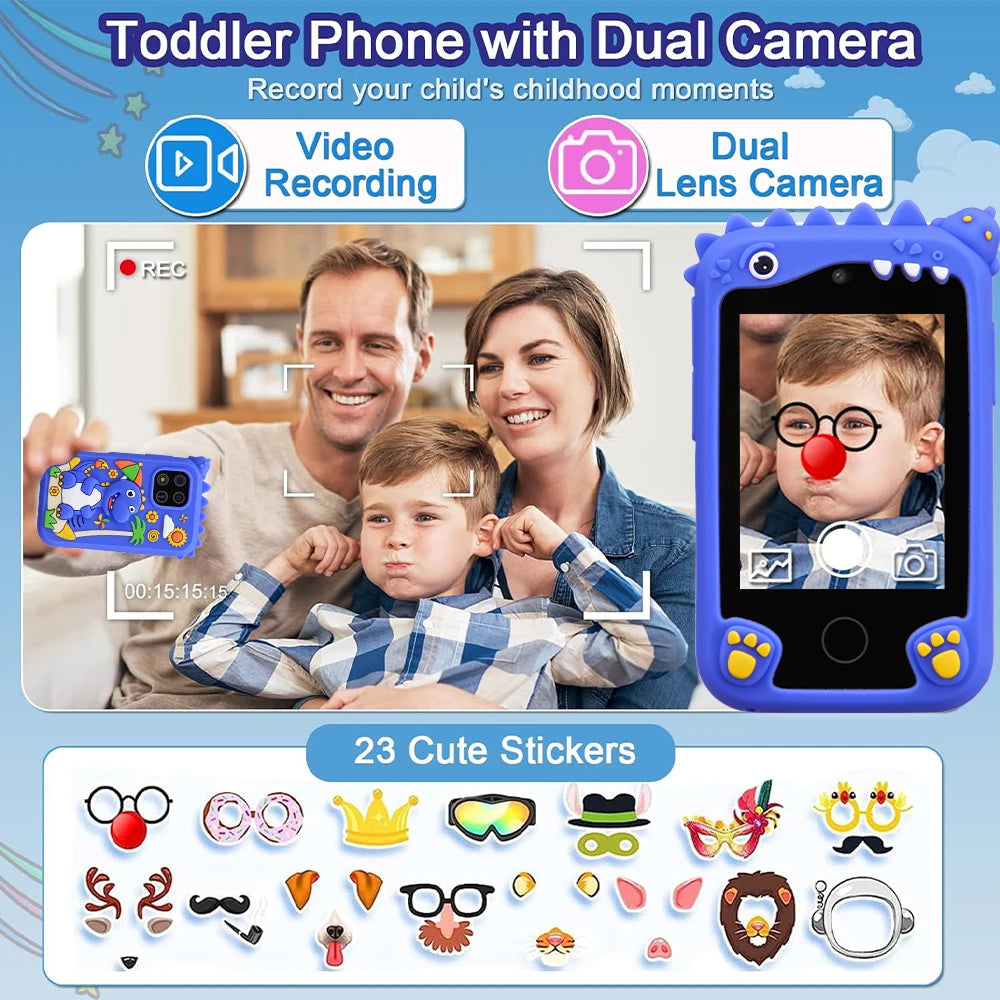 Children's Smart Phone Toy with 2.8-Inch Touchscreen and Digital Camera - Music Player Gift for Boys and Girls, Ideal for Christmas and Birthdays