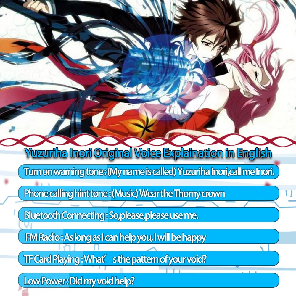 Guilty Crown Yuzuriha Inori Cosplay Wireless Bluetooth Stereo Headphones - Adjustable Foldable Design