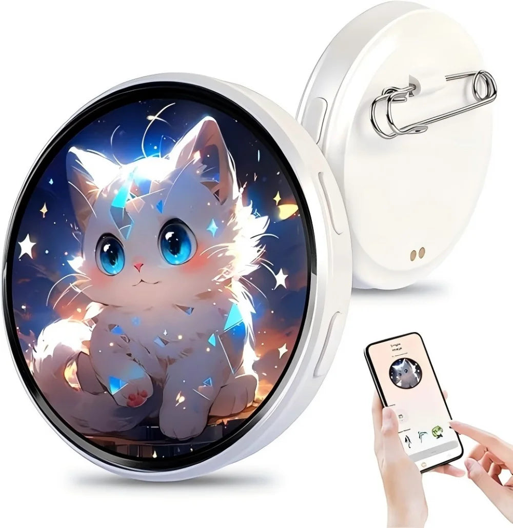 Anime E-Badge Display Pin Dynamic Electronic Smart Cyber Badge Merchandise Digital Display Dynamic Gift for Otaku Fans Friends