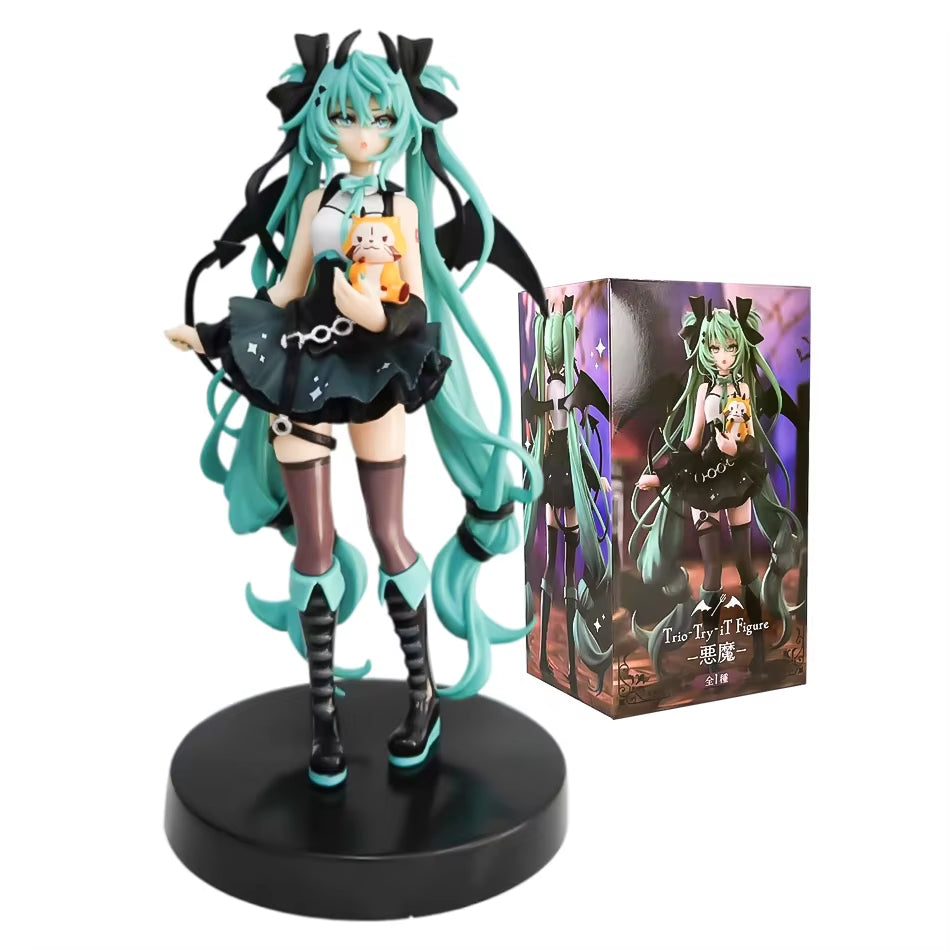 Anime Figurine 19Cm Little Devil Hatsune Miku Xiaoyuan Bear Cute Action Model Pvc Toy Collection Desktop Accessories Gift